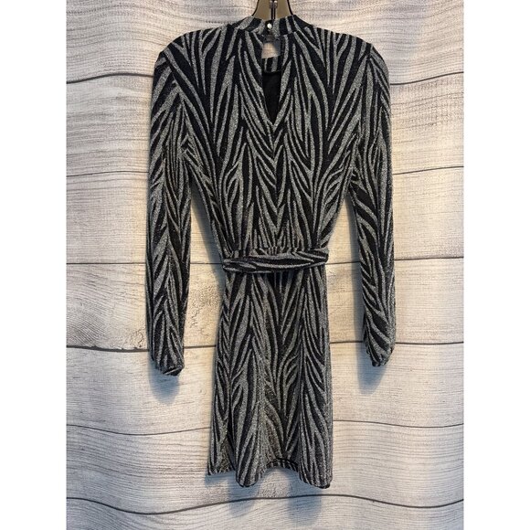 Mohito Shimmery Metallic Zebra Print Wrap Dress Size XS - Picture 3 of 4